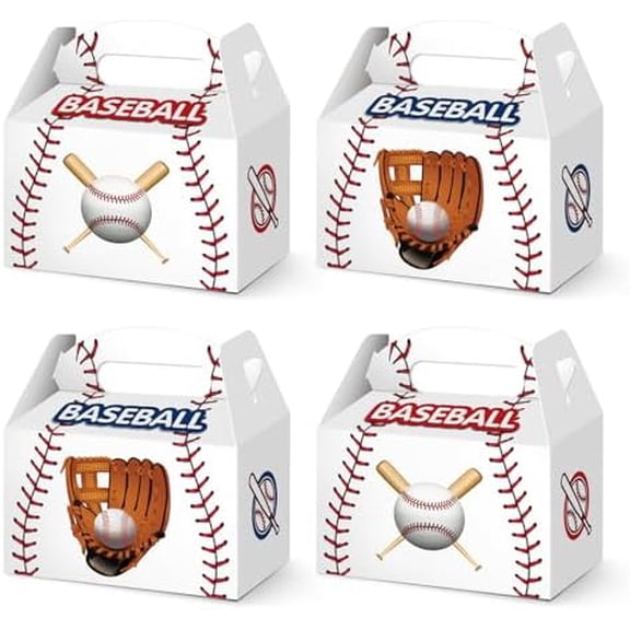 12 PCS Baseball Treat Boxes Home Run Party Favors Cardboard Candy Boxes with Bat and Glove Design Sports Theme Birthday Table Decor Favor Supplies