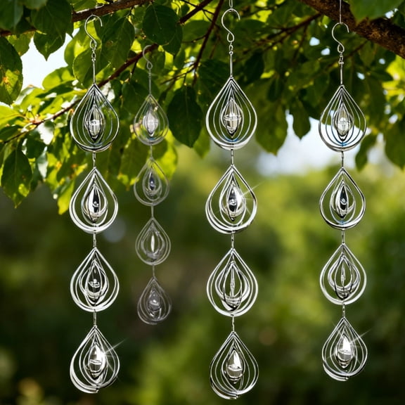 12 PCS Bird Scare Reflective Wind Spinners, Layered 3D Water Droplets Wind Spinner Mirror Bird Deterrent Discs with Swivel Hooks, Hanging Bird Reflectors for Garden Orchard Patio Porch