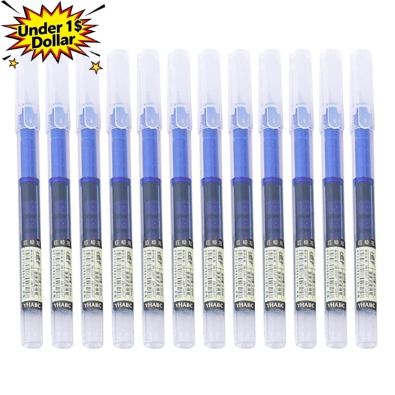 12 PCS Blue Fast‑Drying Gel Ink Pens, 0.5mm Fine Point Straight Liquid Carbon Gel Pens, Non‑Slip Frosted Grip Plastic Ballpoint Pens, Smooth Writing Stationery for Office, Exam Use & Classroom