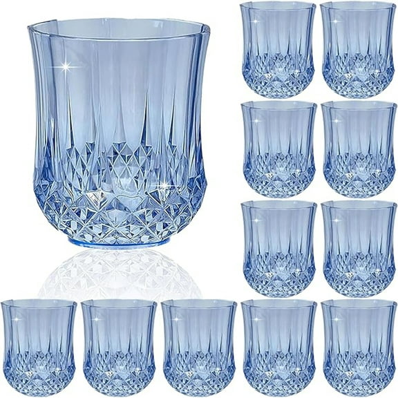 ZHURUININ Reusable Stemless Wine Glasses，Blue，7oz，12pack