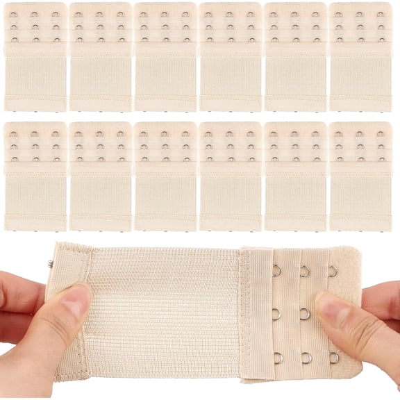 12 PCS Bra Extenders 3 Hooks, Bra Strap Extender, 3 Hook Bra Extenders for Women Elastic Extension Strap Plus Size