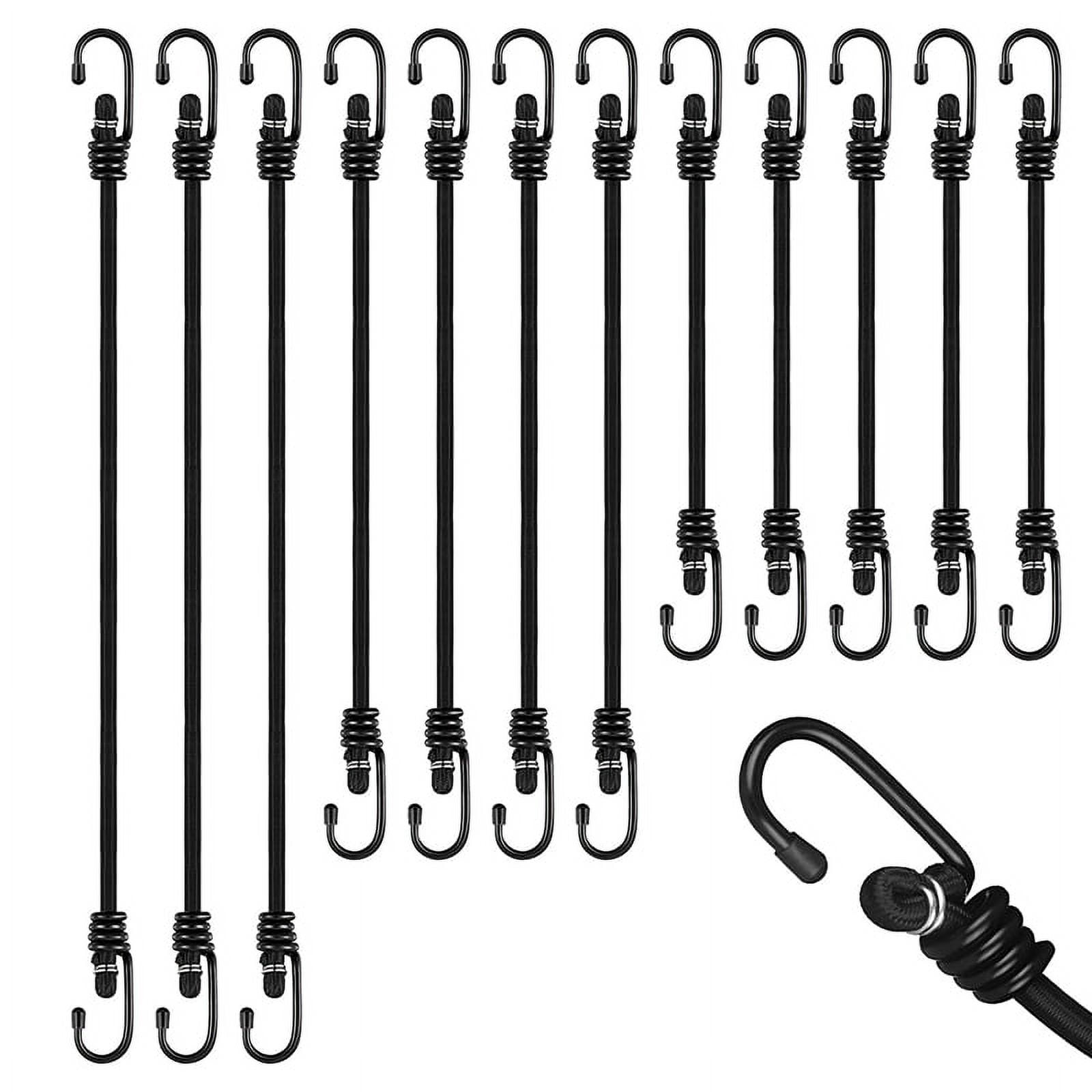 12 PCS Bungee Cords with Hooks 24, 32, 40 Inches with Metal Hooks Multi