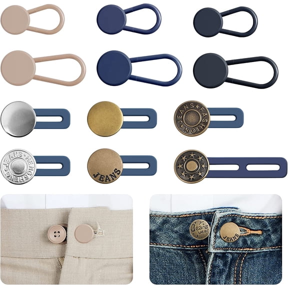 12 PCS Button Extenders for Jeans, Pants - Waist Extenders for Women & Men, No Sewing Instant Waistband Extension 1-1.8 Inches