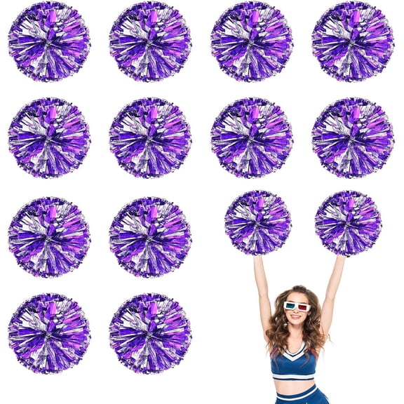 12 PCS Cheerleading Poms, 13.8inch Sports Dance for Sports Team Spirit Cheering with Finger Rings