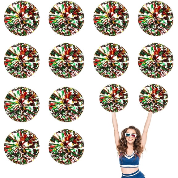 12 PCS Cheerleading Poms, 13.8inch Sports Dance for Sports Team Spirit Cheering with Finger Rings