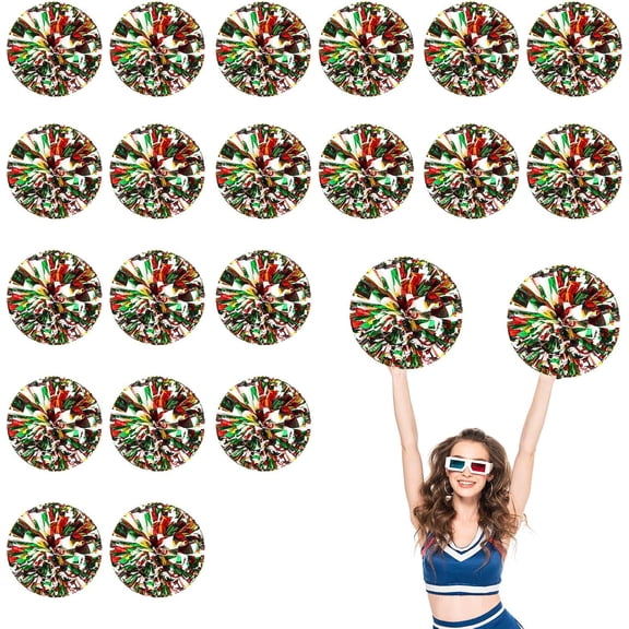 12 PCS Cheerleading Poms, 13.8inch Sports Dance for Sports Team Spirit Cheering with Finger Rings