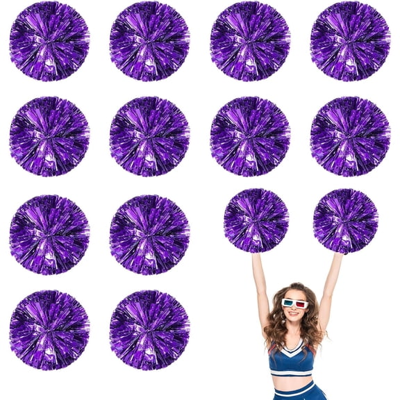 12 PCS Cheerleading Poms, 13.8inch Sports Dance for Sports Team Spirit Cheering with Finger Rings