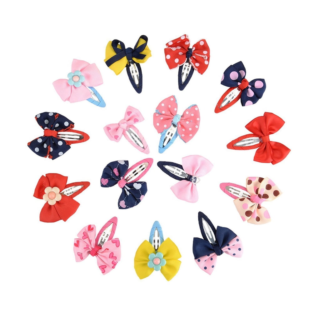 12 PCS Childrens Barrettes Baby Hair Bows Clips Canadian Flag Dampener