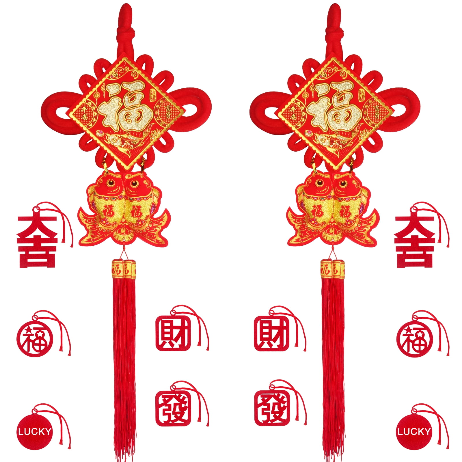 2024 Chinese New Year Decorations 12pcs Dragon Lucky Charms Red Hangin