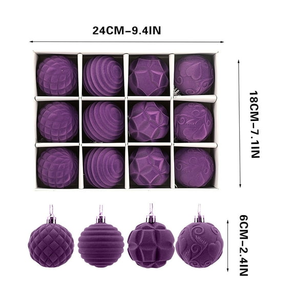 12 PCS Christmas Large Velvet Balls Ornaments 9.4" Bronze Copper and Gold Shatterproof Fall Christmas Tree Decorations Ball Ornaments Bulk for Home Party Wreath Decoration