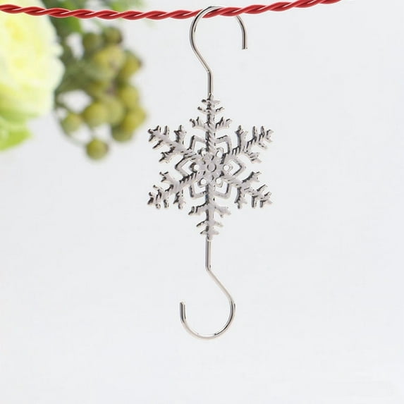 12 PCS Christmas Ornaments Hooks Snowflake S-Shaped Hangers, Home Mantel Hook Xmas Sock Fixing Hook, Xmas Decoration Hook for Christmas Tree Pendant, Small Ornaments