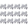 thumbnail image 1 of 12 PCS Christmas Ribbon Bows Ornaments, Xmas Tree Bowknot Decoration Mini Small Christmas Bows for Xmas Presents Wrapping Wreaths Craft Supplies, Wedding Party Gift Decor (Silver), 1 of 10