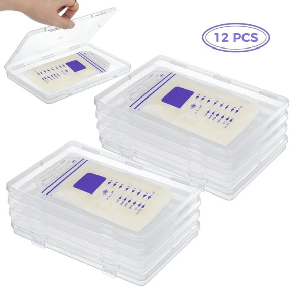 12 PCS Clear Flat Breast Milk Freezer Storage Organizers, 7.5 x 5.1 x 0.7 Inches Space Saving Breastmilk Storage Trays, Breastfeeding Bag Organization