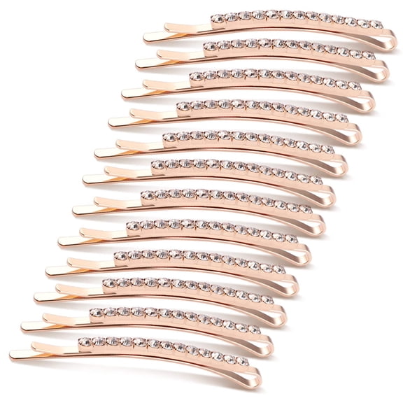 12 PCS Clear Rhinestone Bobby Pins, Silver Metal Hair Clips Crystal Hair Pin for Lady Women Girls