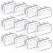 12 PCS Clear Toiletry Bag for Women Men, Transparent Cosmetic Bag for Travel Makeup OrganizerPouch - Grey,Small