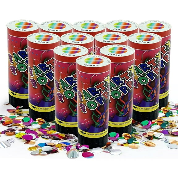 12 PCS Confetti Poppers Cannons for Wedding Birthday Graduation Baby Shower Fun Party Supplies Decorations and Favors