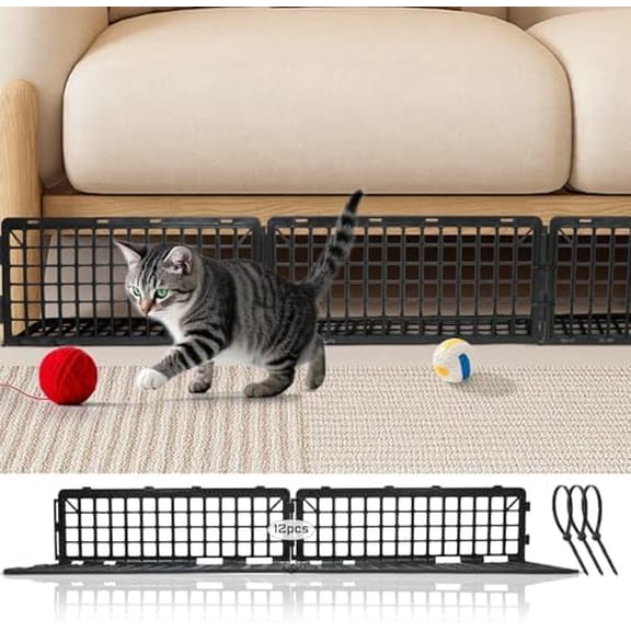 12 PCS Under Couch Blocker, Under Bed Blocker for Pets, Under Couch Toy Blocker, Black Plastic Under Bed Blocker, Bed Blockers for Couch and Bed Under$$Home Decor, Kitchen, & Other