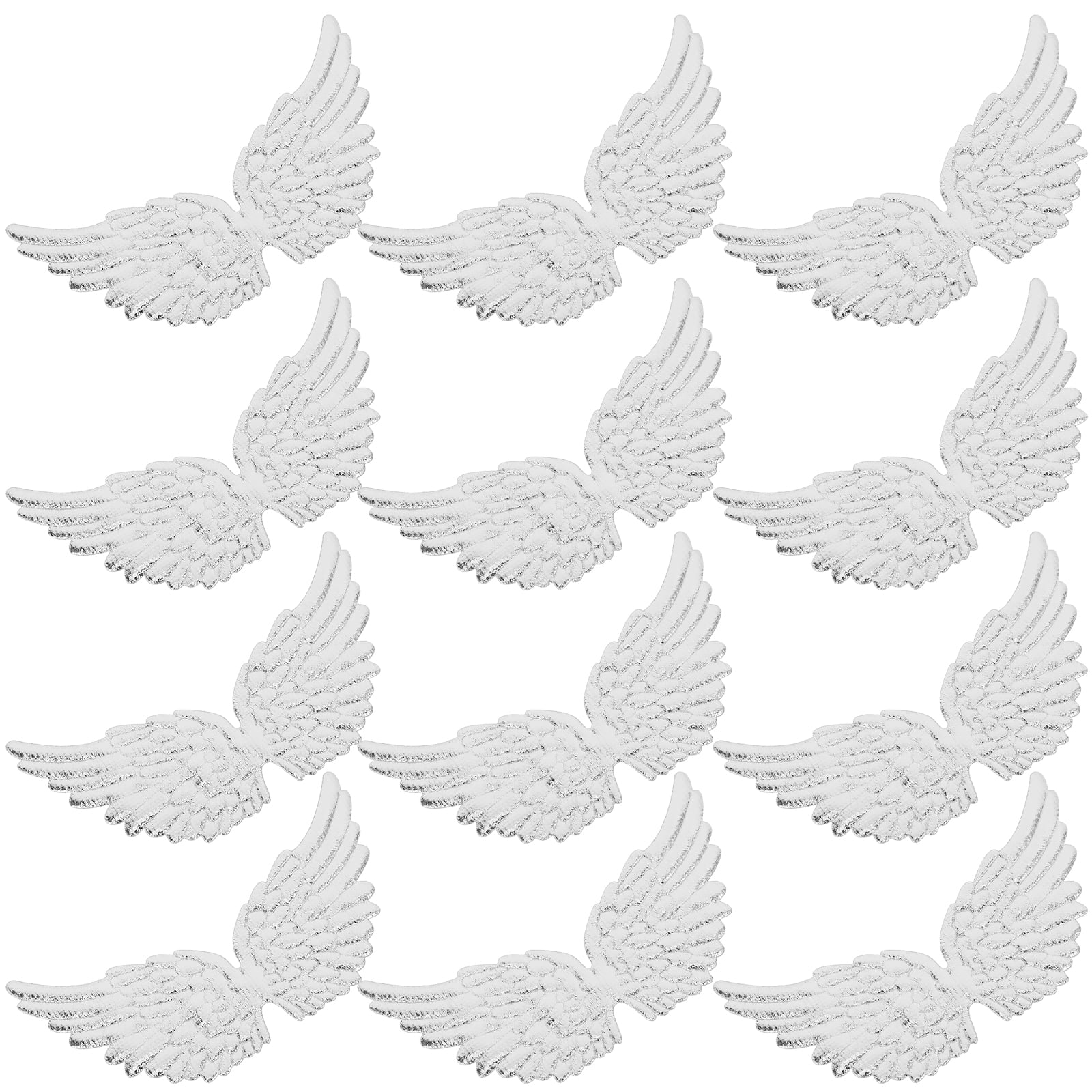 Silver Angel Wing Embroidered Fabric Patches for DIY Crafts