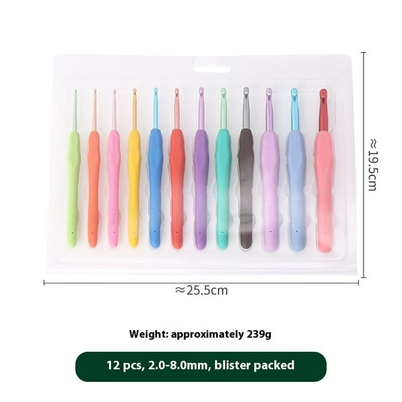 12 PCS Crochet Hooks, Ergonomic Handle Crochet Hooks Set for Arthritic Hands, Comfortable Smooth Crochet Needles Extra Long Knitting Needles with Stitch Markers(Bubble shell packaging)