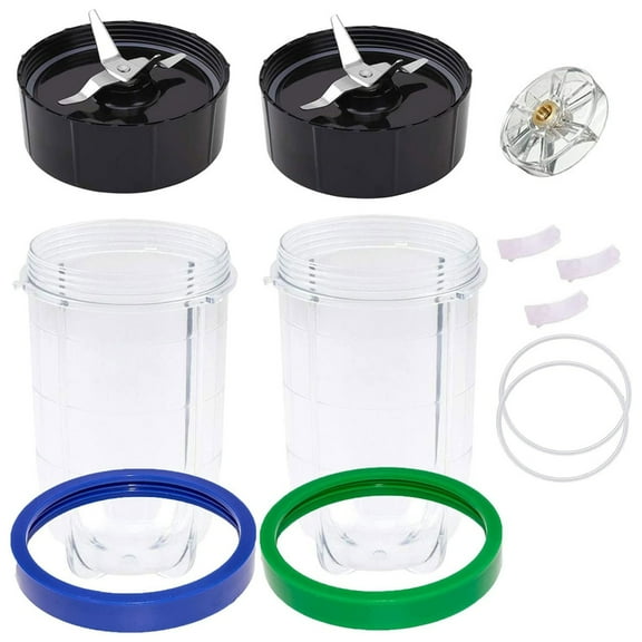 12 PCS Cross Blade 16OZ Replacement Cup with Shock Pads&Top Gear&Gaskets&Shock Pad&Lip Rings for MB1001 Series Blender