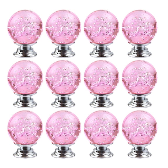 12 PCS Crystal Cabinet Knobs Round Glass Bubbles Knobs Smooth Drawer Pulls Handle for Home, Cabinet, Drawer and Dresser with 3 Different Size Screws, 30MM (Transparent)