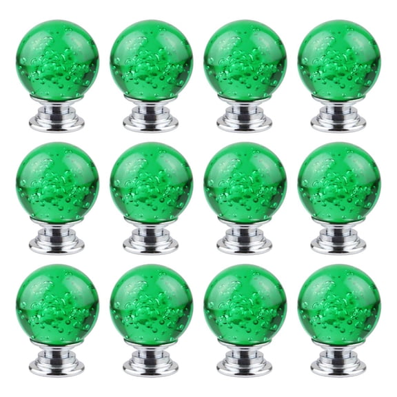 12 PCS Crystal Cabinet Knobs Round Glass Bubbles Knobs Smooth Drawer Pulls Handle for Home, Cabinet, Drawer and Dresser with 3 Different Size Screws, 30MM (Transparent)