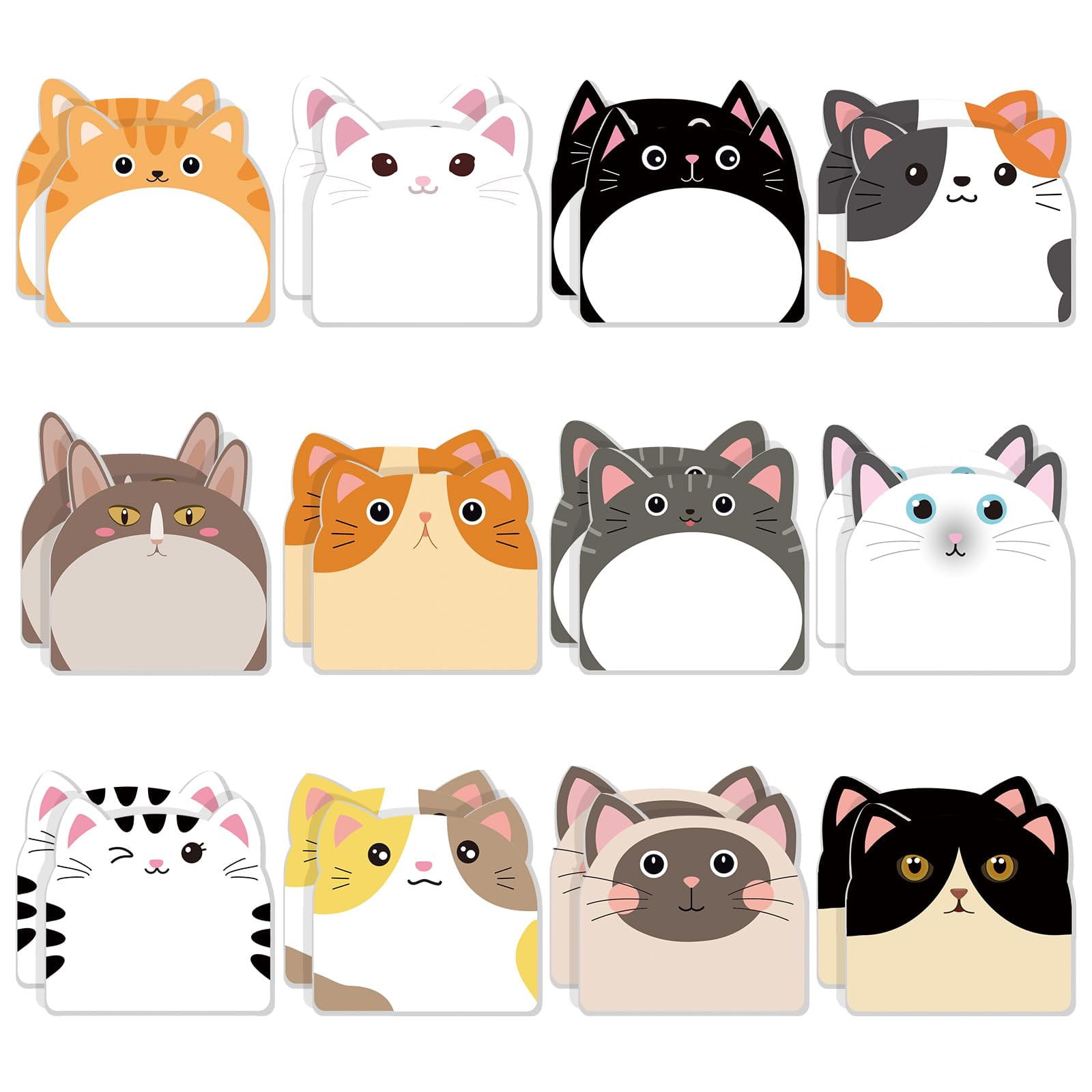 12 PCS Cute Sticky Notes Fun Kawaii Animal Sticky Notes Pads Bulk ...