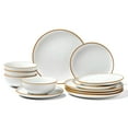 thumbnail image 1 of 12 PCS Dinnerware Set Ceramic Plates and Bowls Sets Service for 4 White, 1 of 5