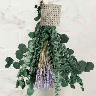 116 Pcs Mix Dried Eucalyptus with Lavender Flowers Bundles for Shower 17 inch Natural Real Live Eucalyptus Leaves Greenery Stems & Aromatic Shower