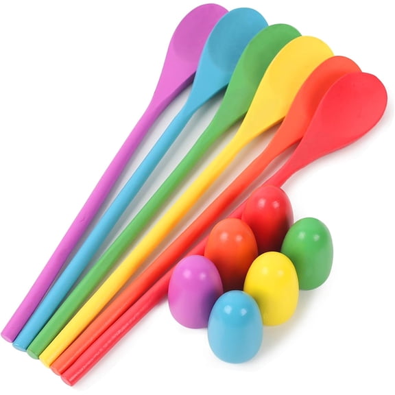 12 PCS Egg Spoon Race Game Sets, Wooden Balance Relay Games for Kids Carnival Birthday Party Outdoor Spring Group Obstacle Course Game Field Day Party Favors