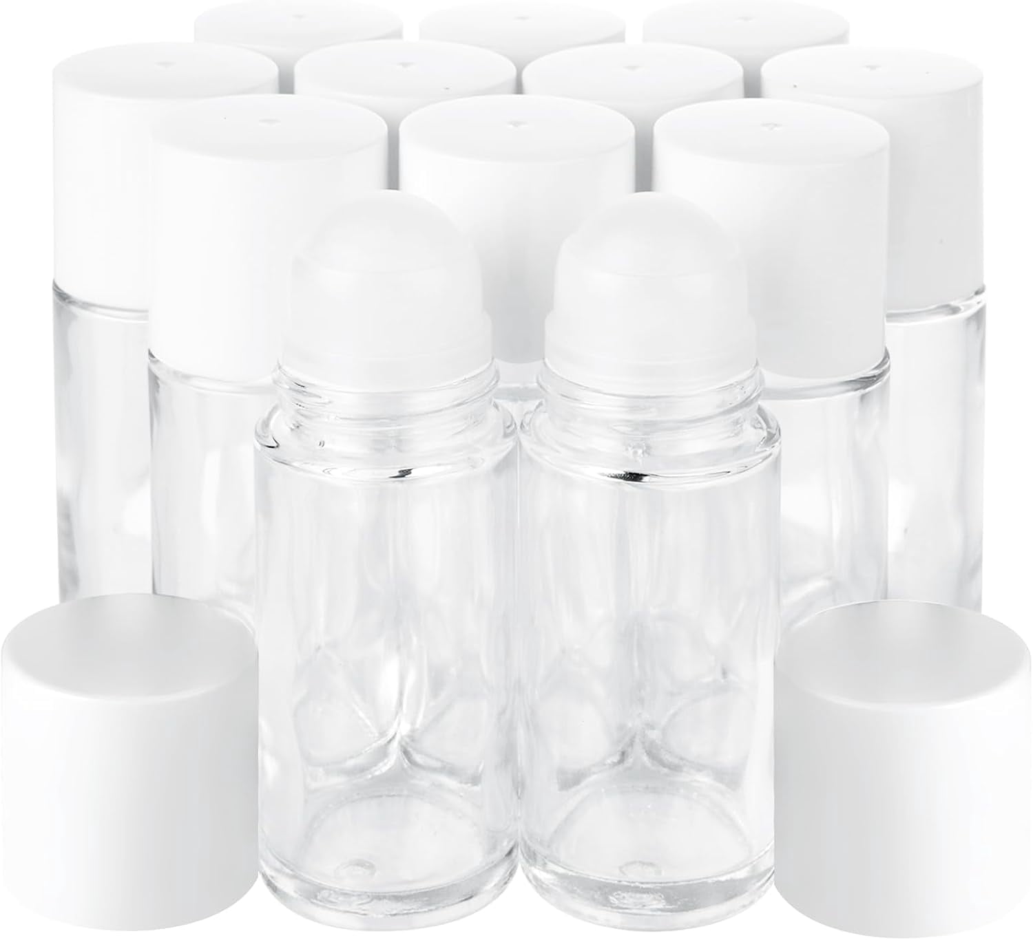 12 PCS Empty Glass Roller Bottles Essential Oils Roller Bottle, Deodorant Roll-On Bottles Refillable DIY Travel Roll on Bottle for Essential Oils, Perfume, Cosmetics （50ml）