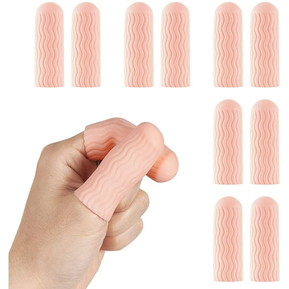 12 PCS Finger Cots - Finger Protectors Gel Finger Gloves Covers Fingertip Sleeves Guards for Cracked Skin, Trigger Finger and More, Large Size