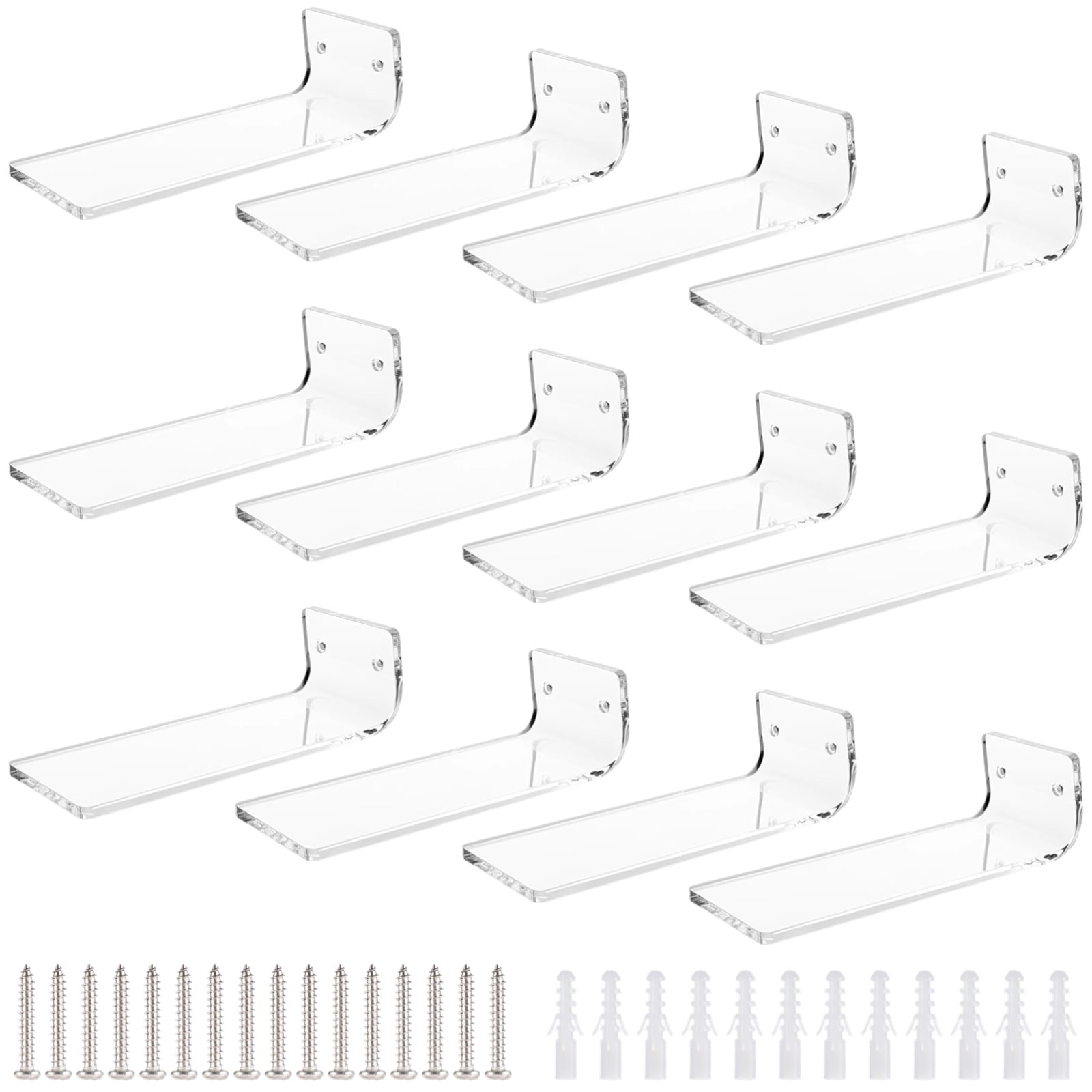 12 PCS Floating Shoe Display Shelves, Wall-Mounted Acrylic Sneaker Storage Rack, Transparent Wall Shoe Holder for Home Shoe Shop, Includes Screws and Expansion Tubes