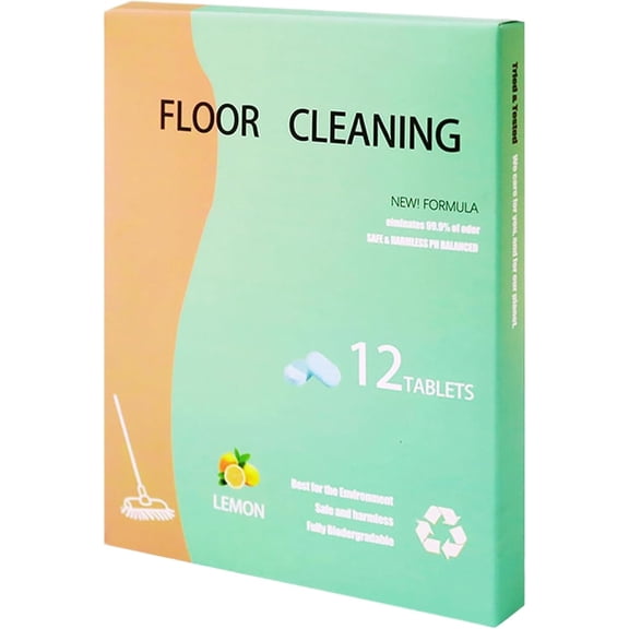12 PCS Floor Cleaning Tablets, Instant Powerful Cleaning, Compact Packaging, Refreshing Scent For Hardwood Laminate Tile Bathroom Kitchen Laundry