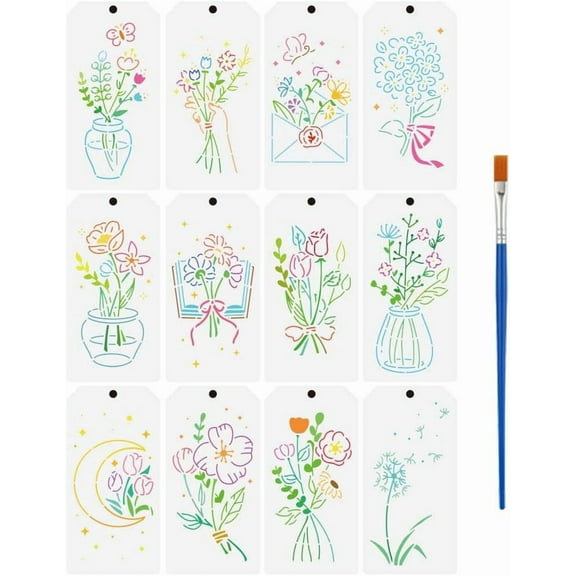 12 PCS Flower Border Stencils