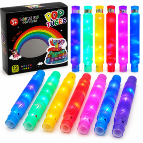 Byseng 12 Pack Light Up Pop Tubes, LED Glow Sticks Party Favors