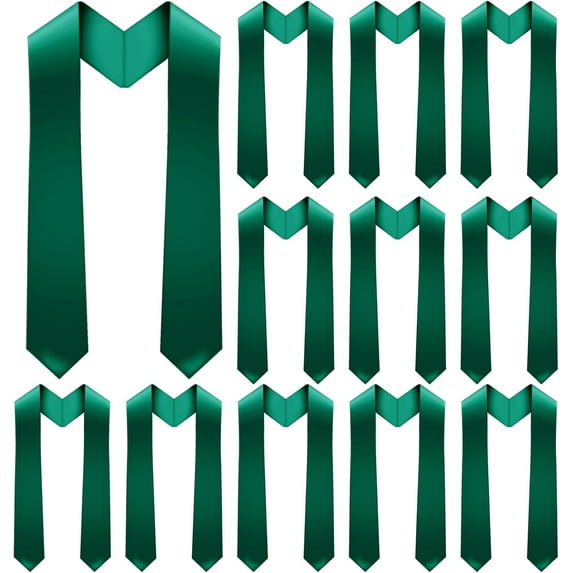 12 PCS Graduation Stole Sash 70in Polyester Bulk for Class of 2026, Unisex Stoles for Graduation 2026 Sublimation Blank Graduation Sash for Academic Ceremony(Green)