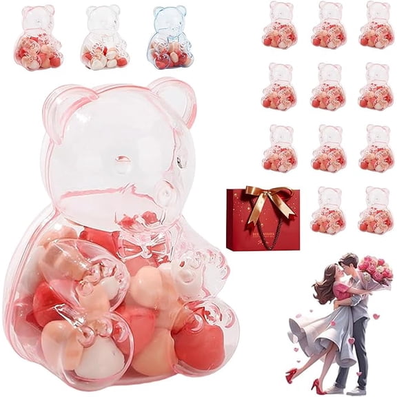12 PCS Gummy Bear Container, Gummy Bear Storage Box for Valentine's Day Gift, Birthday Party Favors, Halloween and Kids Holiday Party Favors