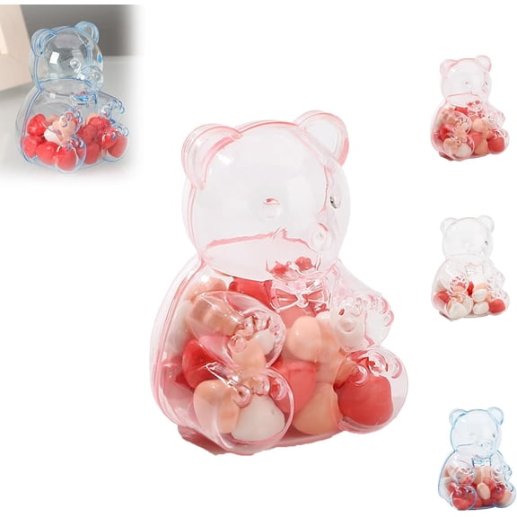 12 PCS Gummy Bear Jar Container - Large Gummy Bear Containers Plastic, Clear GummyBear Container, Creative Bears Shaped for Valentine's Day, Gifts & Party Decor