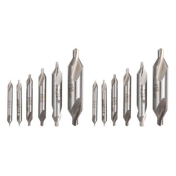 12 PCS HSS Combined Center Drills Bit Set Countersink 60 Degree Angle 5/3/2.5/2/1.5/1 mm