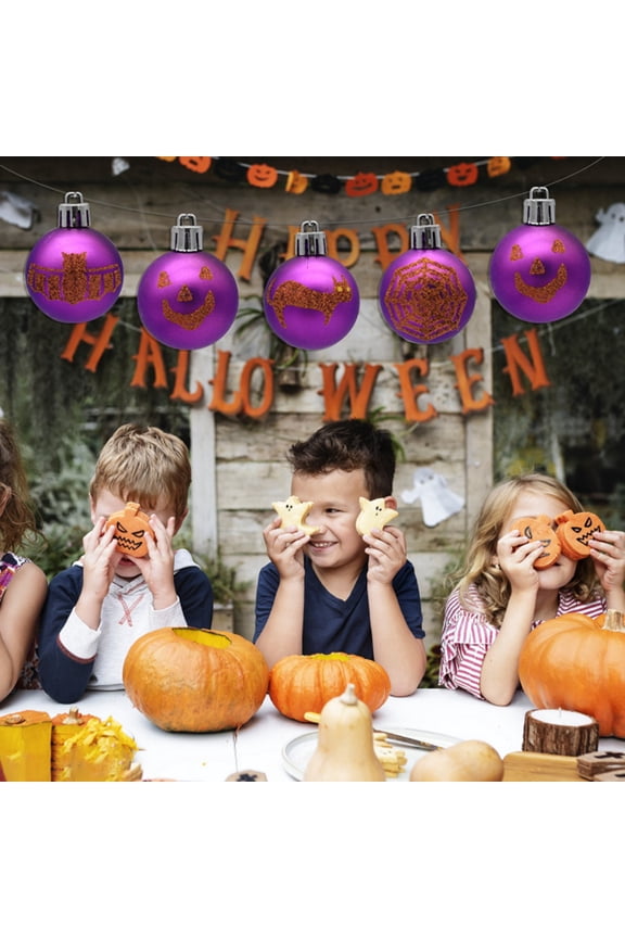 12 PCS Halloween Hanging Ball-1.6 Inch Halloween Shatterproof Ball Ornaments for Halloween Party Christmas Tree Supplies