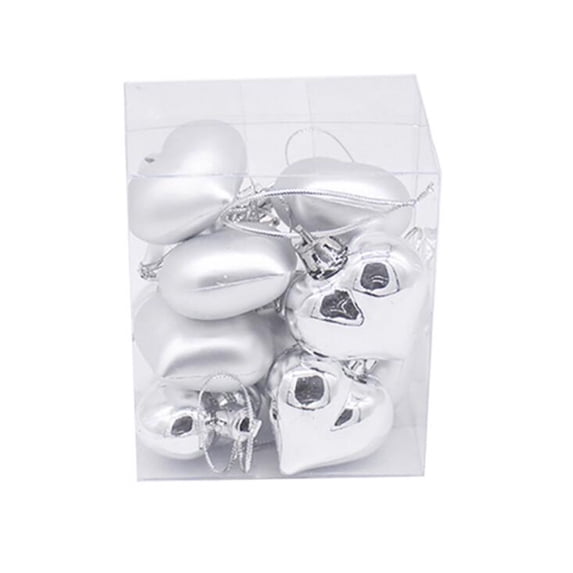 12 PCS Heart Ornaments for Christmas Valentine Tree Decorations, 2 inch Mini Valentines Ornaments for Small Tree, Heart Shaped Plastic Shatterproof Hanging Balls Holiday Party Decor
