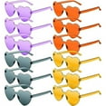 thumbnail image 1 of Hopet Unisex Heart Shaped Rimless Sunglasses, Multicolor, 12 Pack, Candy Colorful Glasses, Fun Trendy Transparent Heart Sunglasses Party Favor for Graduation Gift, Summer Party, Birthday, Vacation, 1 of 9