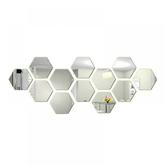 12 PCS Hexagonal Mirror 3D Removable Acrylic Mirror Wall Stickers for Home Living Room Bedroom Decoration
