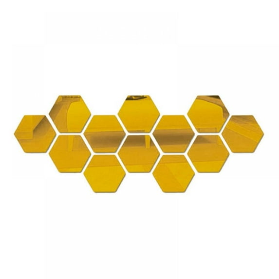 12 PCS Hexagonal Mirror 3D Removable  Acrylic Mirror Wall Stickers for Home Living Room Bedroom Decoration