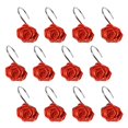 thumbnail image 1 of 12 PCS Home Fashion Decorative Anti Rust Shower Curtain Hooks Rose Design Shower Curtain Rings Hooks (RED), 1 of 11