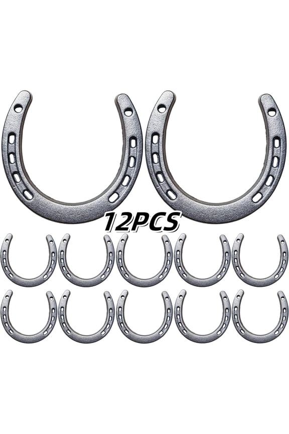 12 PCS Horse Shoes for Decorations,Lucky Cast Iron Horseshoe Wall Decor,Crafts,Wedding,Birthday,Cowboy Party,Western Party Favors Supplies