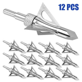 12 PCS Hunting Broadheads,100 Grains Screw-in Arrow Archery 3 Blades Hunting Heads Arrow Tips Compatible with Crossbow and Compound Bow