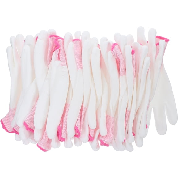 Pink Anti-Static Gloves for Work Made from Polyester and Nylon with PU Coated Fingers 12PCS