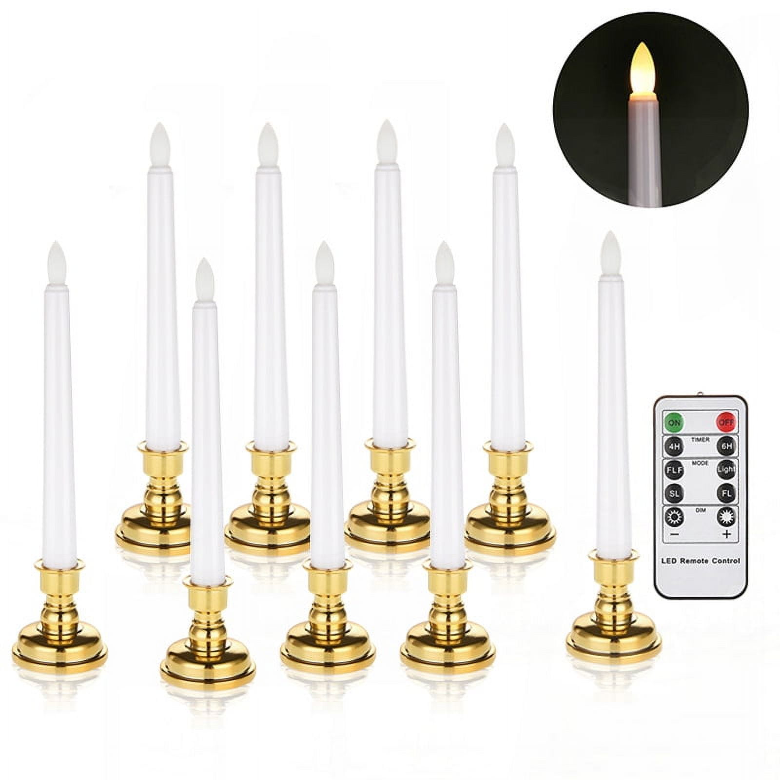 12 PCS LED Window Candles with Remote, Flameless 3D Wick Light, Gold